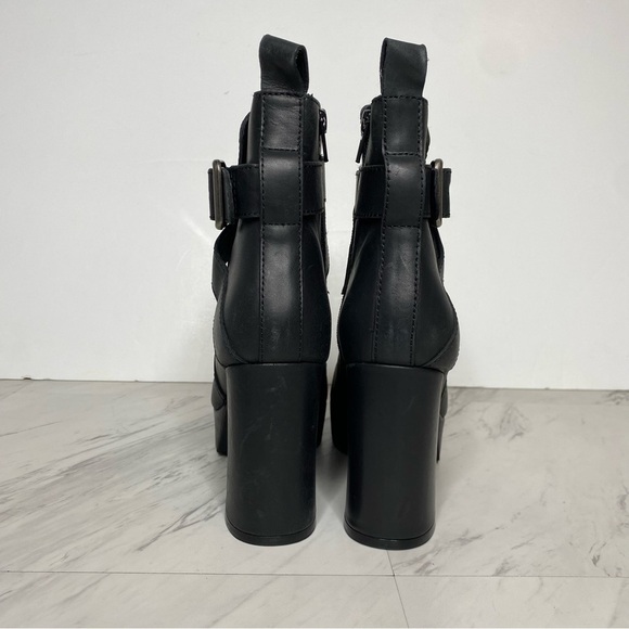 Jeffrey Campbell Amuse Black Leather Square Toe Heeled Platform Boot 7 - Picture 3 of 15